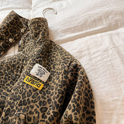 Childrens fashion: complete leopard print jacket and pant outfit, cozy and trendy