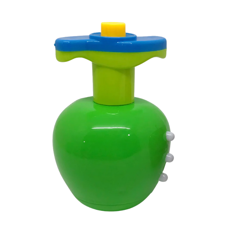 Colorful light-up spinning top toy in motion, musical effects for children