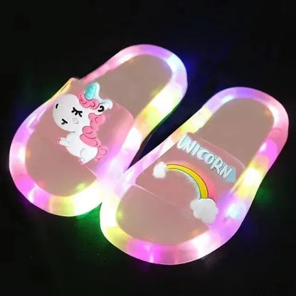 One light-up unicorn slipper, featuring a vibrant design and soft material for kids