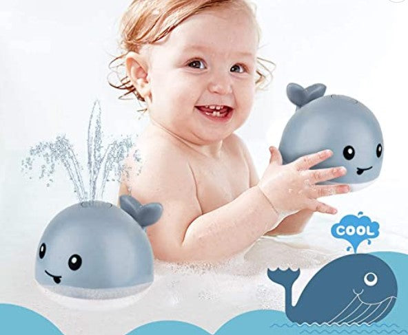 Water play sensory whale bath toy with LED lights, perfect for kids' early development