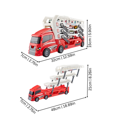 Multi-level toy car transporter playset with ramp for boys and girls