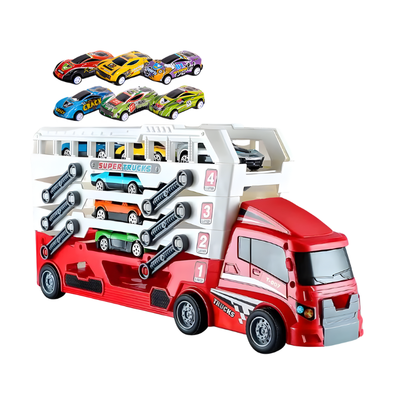Durable kids' Load & Roll car transporter toy, encouraging activity and fun