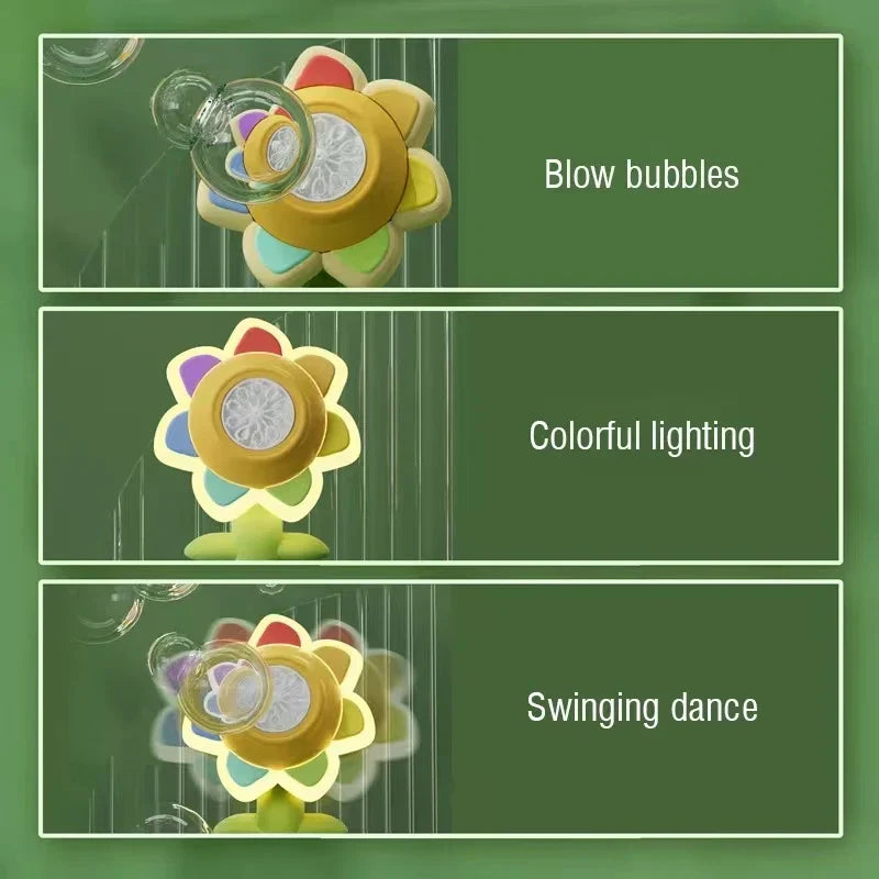 Children's outdoor play equipment: Magical Flower Bubble Machine, perfect for birthday parties, with LED lights.