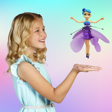 Hand-controlled flying princess doll toy featuring vibrant LED lights, perfect for enchanting kids' play.