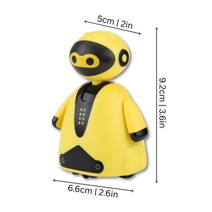 Line Follower Robot Toy for kids, showing its sensor following a thick black line on white paper, fun and learning