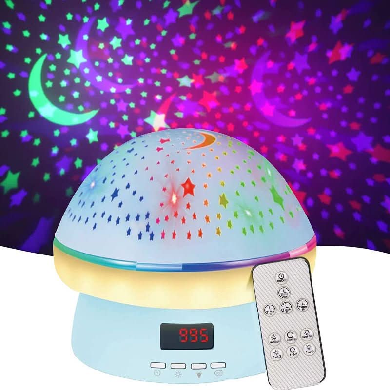 Magical mushroom galaxy projector night light for kids. Creates a starry sky in any child's room.