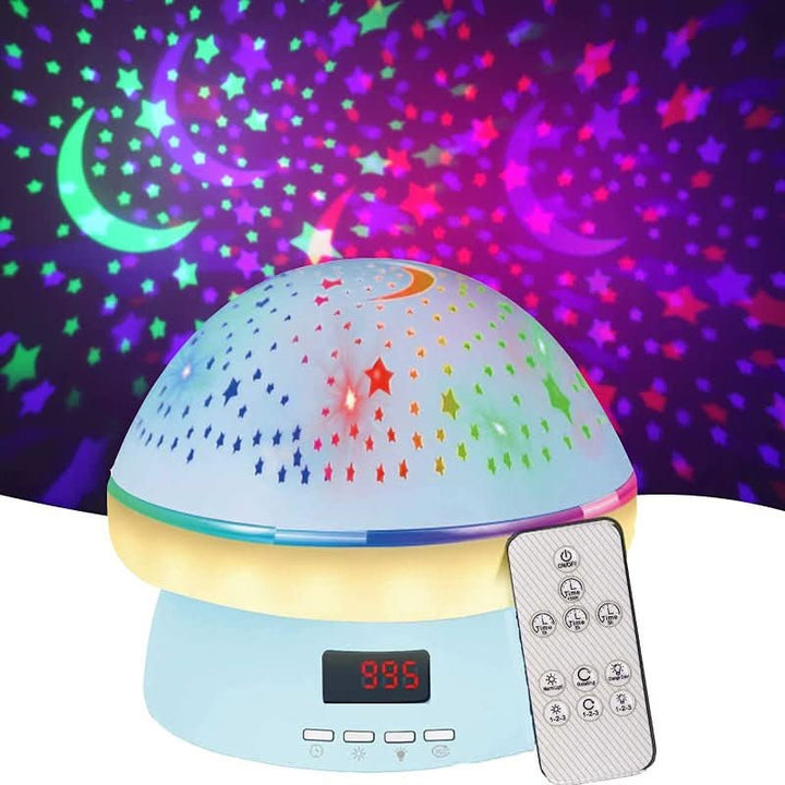 Magical mushroom galaxy projector night light for kids. Creates a starry sky in any child's room.