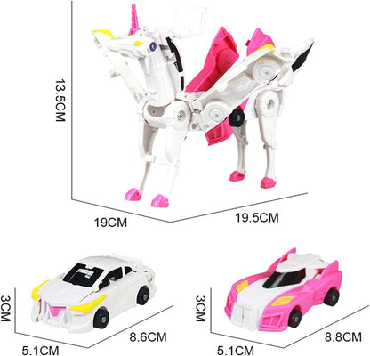 Children's toy: white and pink unicorn car transformer, perfect for gifts