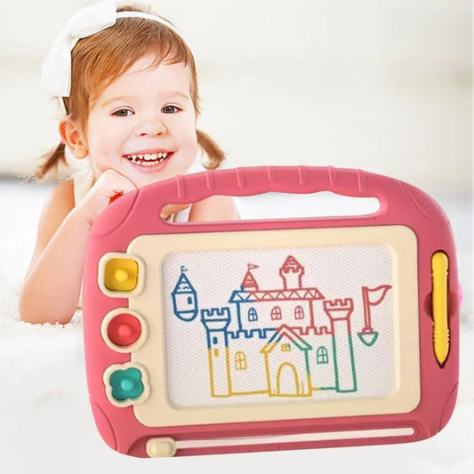 Kids' magnetic art & learning board with colorful letters & shapes, perfect for educational play.