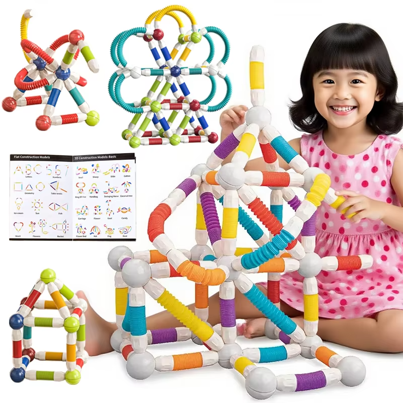 Kids' Magnetic Building Sticks Set: colorful educational STEM toy construction playset for creative play