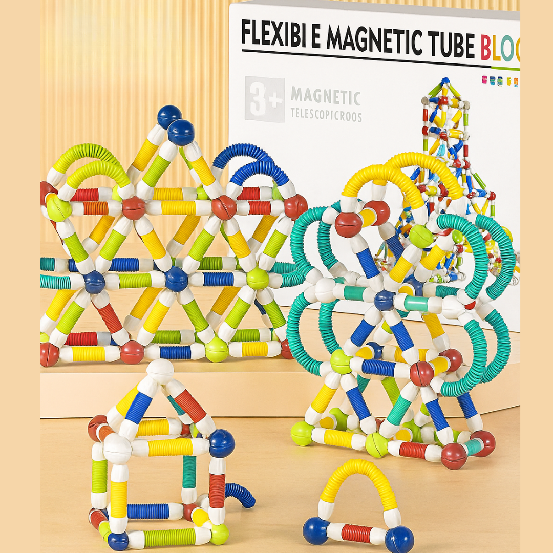 Magnetic building sticks set for kids, a fun and educational STEM toy activity gift
