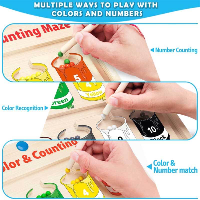 Educational toy: Kids Magnetic Color & Number Maze Board with colorful beads