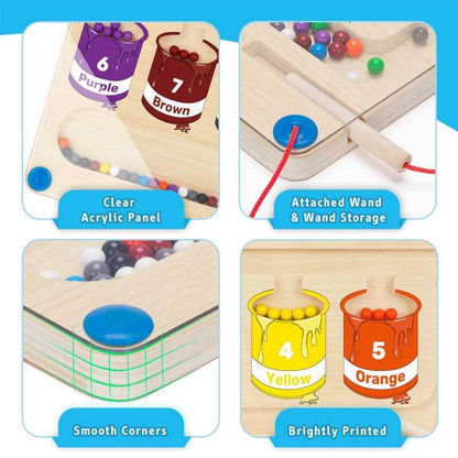 Magnetic maze board for kids, ideal for color counting and number recognition