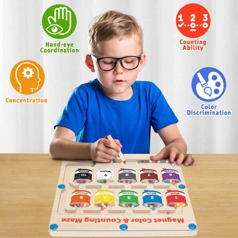 Kids gift: Magnetic Color & Number Maze Board, develops fine motor skills