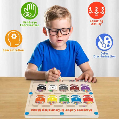 Kids gift: Magnetic Color & Number Maze Board, develops fine motor skills