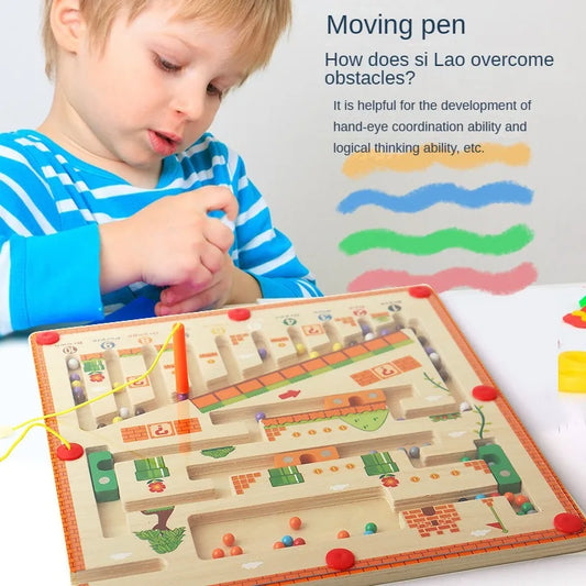 Children's activity wooden magnetic counting puzzle, ideal for developing fine motor skills and color sorting