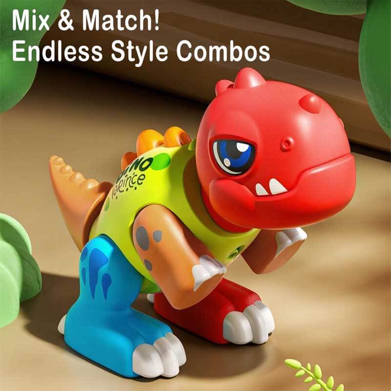 Exciting kids' dinosaur building toy kit with magnetic pieces, lights, and realistic sounds