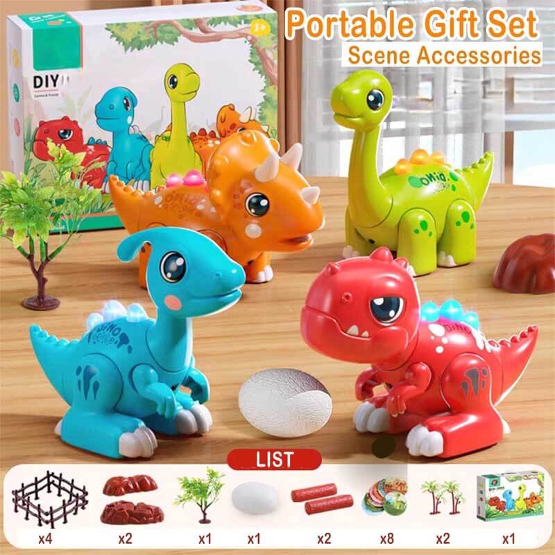 Educational magnetic STEM toy for kids, assembling a light-up Stegosaurus dinosaur with sounds