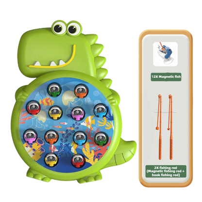 Toddler playing with Kids Magnetic Fishing Game Toy, developing fine motor skills with magnetic pieces