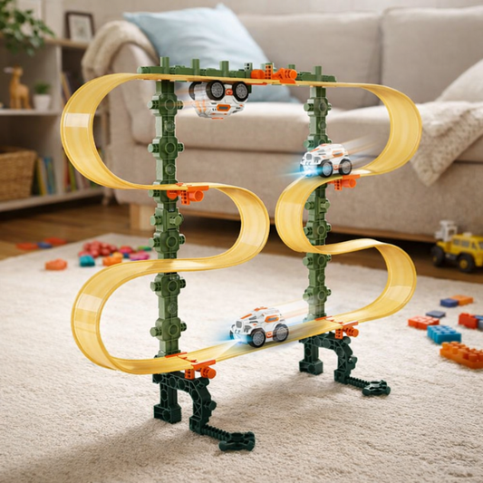 Kids' Magnetic Gravity Track Car Set, colorful DIY STEM toy for screen-free educational fun