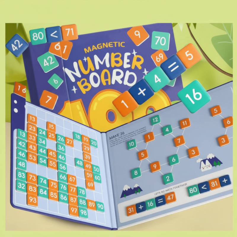 Portable magnetic puzzle book for kids, ideal for learning alphabet, numbers, and basic spelling on the go.