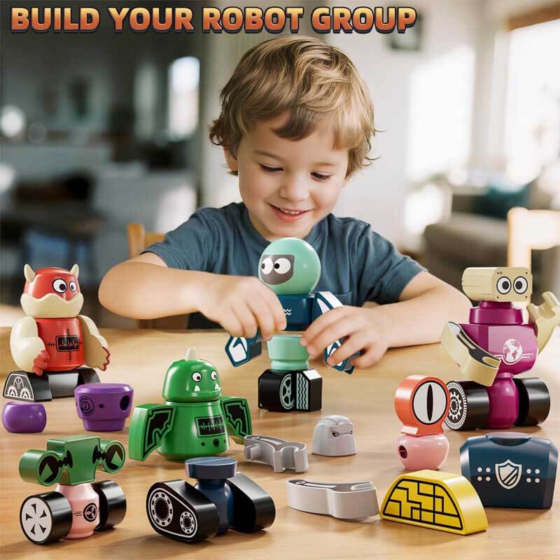 Toddler magnetic robot building blocks activity toy, stimulating creativity and fine motor skills