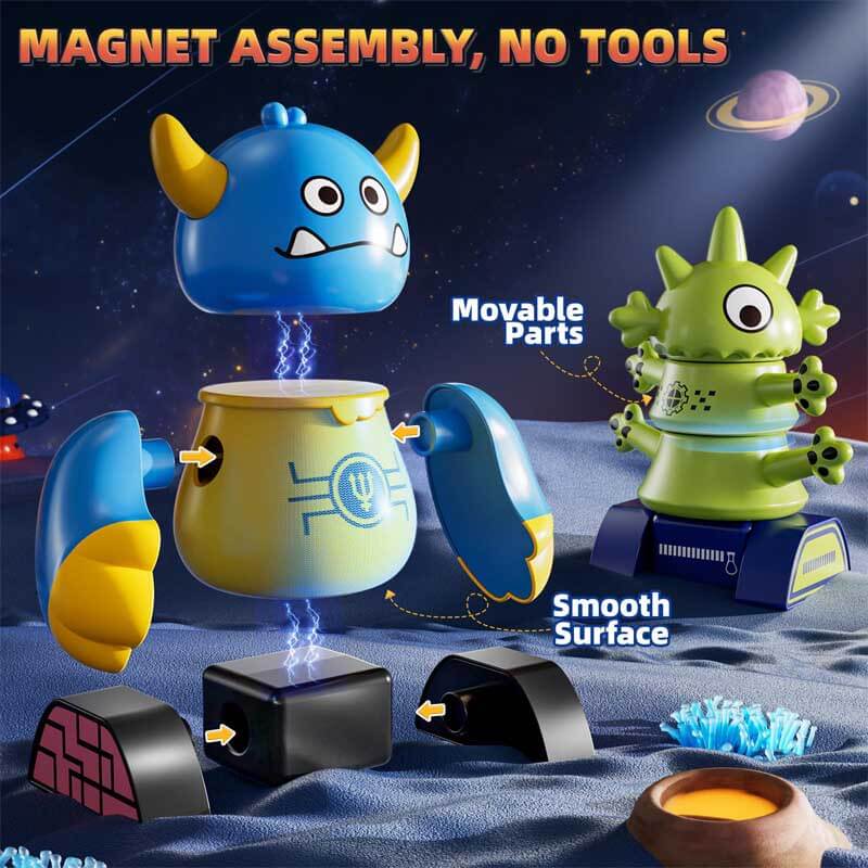 Activity toy set of magnetic robot building blocks, promoting hands-on learning and problem-solving for kids