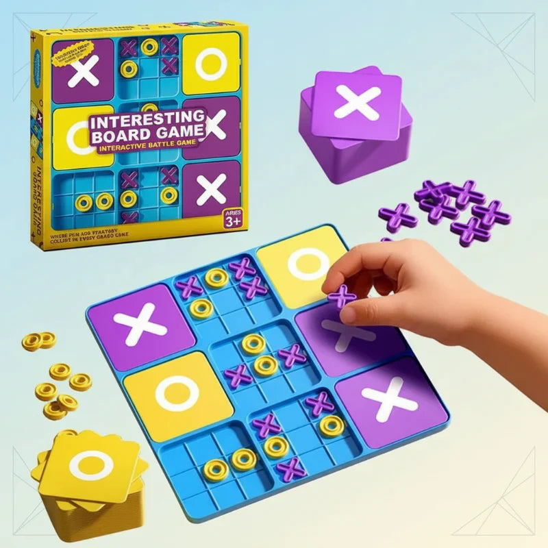 Kids' Magnetic Smart Tic-Tac-Toe brain teaser game, red/blue pieces, for educational travel fun