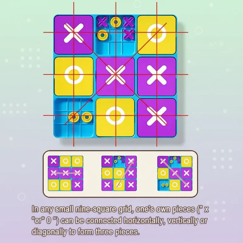 Children playing a magnetic Tic-Tac-Toe game, an educational and engaging travel brainteaser