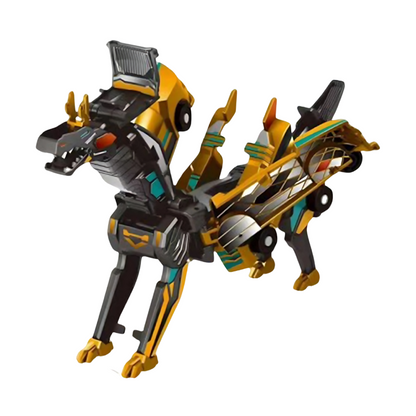 Brightly colored magnetic transforming robot car toy in vehicle form, a durable and engaging kids' toy.