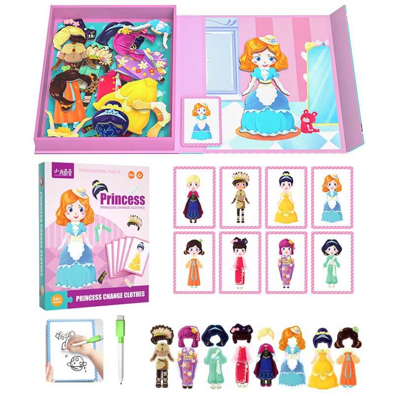 Kids Magnetic Wooden Dress-Up Puzzle Learning Toy for imaginative play