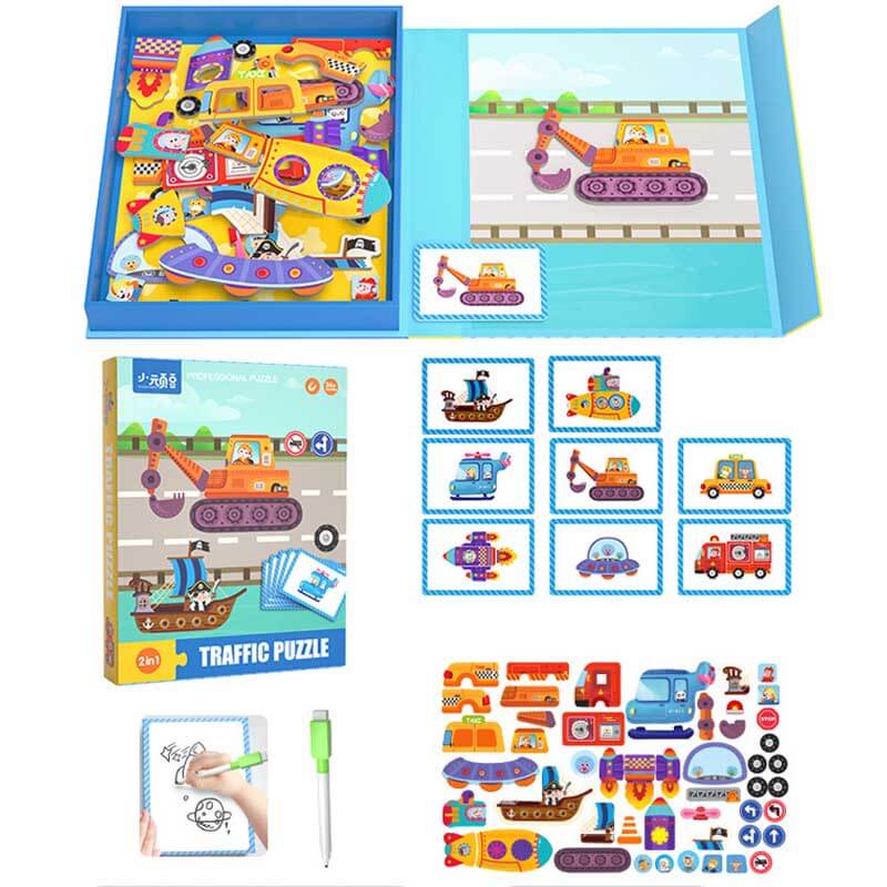 Wooden magnetic dress-up puzzle with various outfits for kids education
