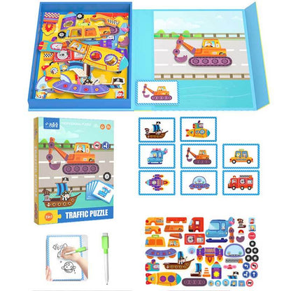 Wooden magnetic dress-up puzzle with various outfits for kids education