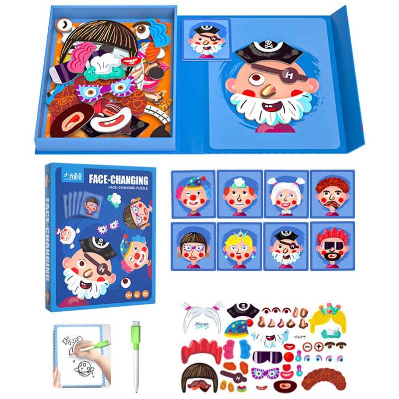 Baby gift set: Magnetic Wooden Dress-Up Puzzle, a fun learning toy