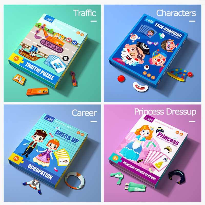 Magnetic wooden puzzle fostering imaginative play and learning for children