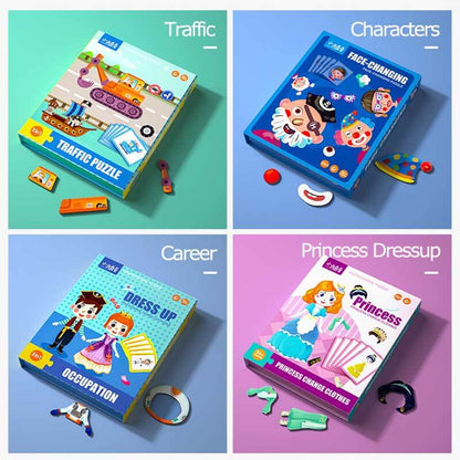 Magnetic wooden puzzle fostering imaginative play and learning for children