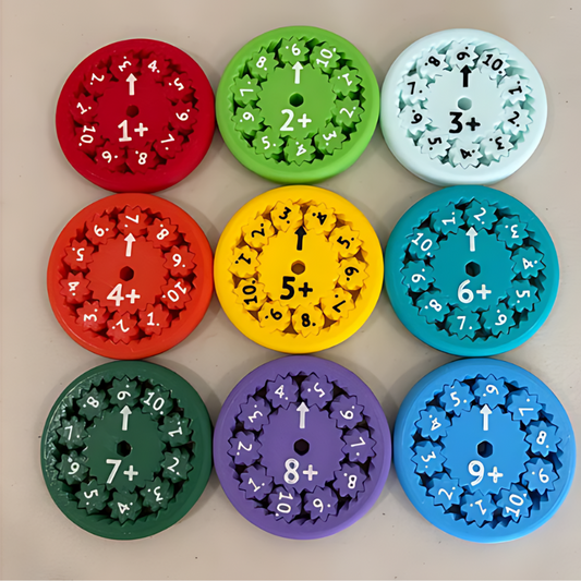 Kids' math fidget spinner for learning multiplication, addition, division, subtraction; STEM educational toy.