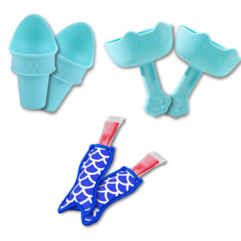 Outdoor kids' ice cream treat set with integrated drip catcher, ideal for popsicles.