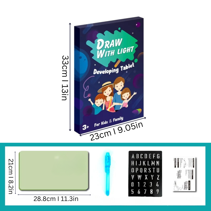 Close-up of a vibrant drawing on a Kids' LED Drawing Board, ideal mess-free artsupplies