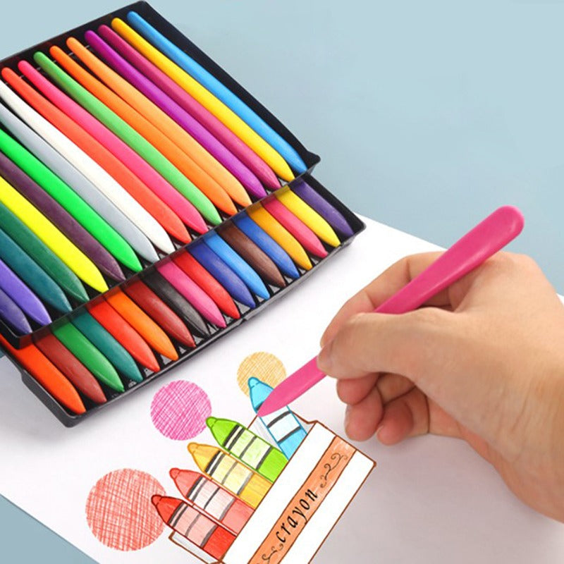 Kids' Mess-Free Washable Crayon Set with 24 non-toxic colorful crayons for toddler art.