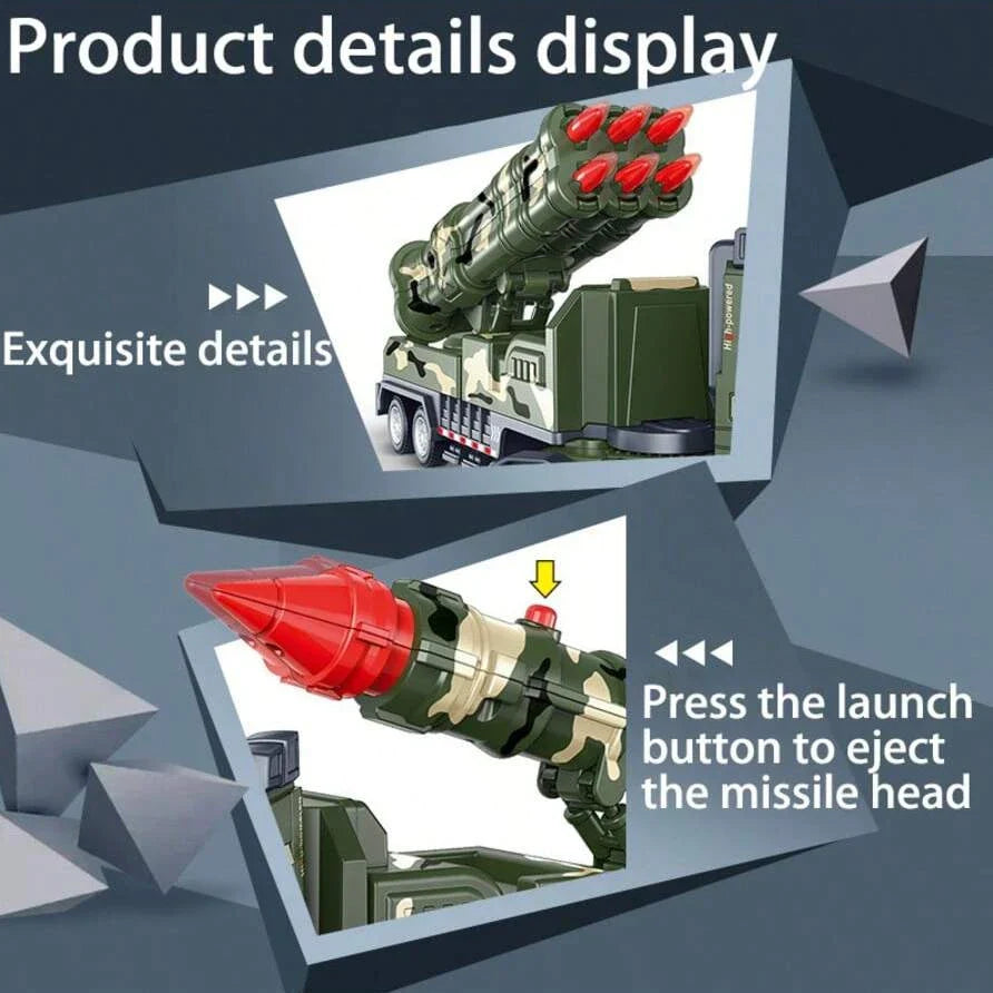 Interactive children's military vehicle with rocket launcher, great gift for kids