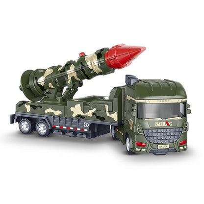 Military-themed pull-back rocket launcher toy for kids, sparks imaginative play