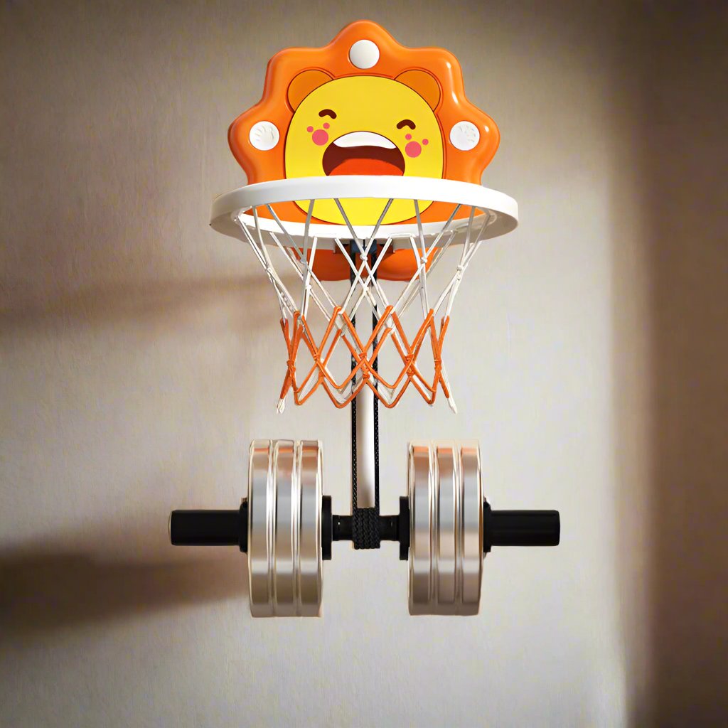 Basketball hoop play set designed for kids' motor skills, featuring durable, safe construction
