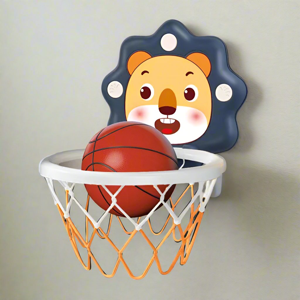 Motor skills kids toy: adjustable basketball hoop with included soft ball for safe play