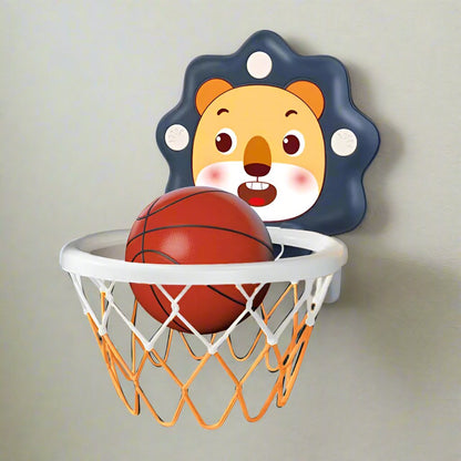 Motor skills kids toy: adjustable basketball hoop with included soft ball for safe play