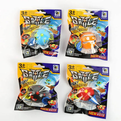 Child playing with small inertia spin car, animal-themed educational toy for toddlers