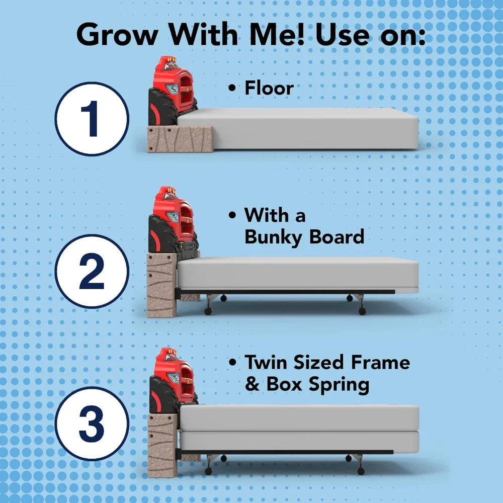 Boys room decor: Monster Truck Twin Headboard, a playful and practical storage solution