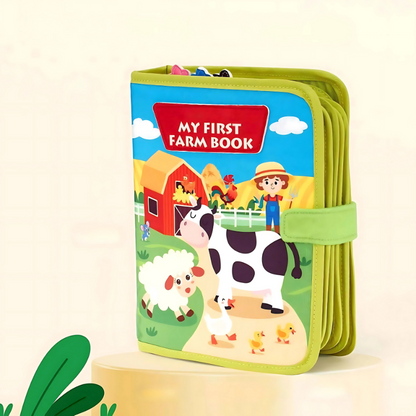 Kids Montessori Farm Activity Book, a toddler educational travel toy with farm animals for sensory play