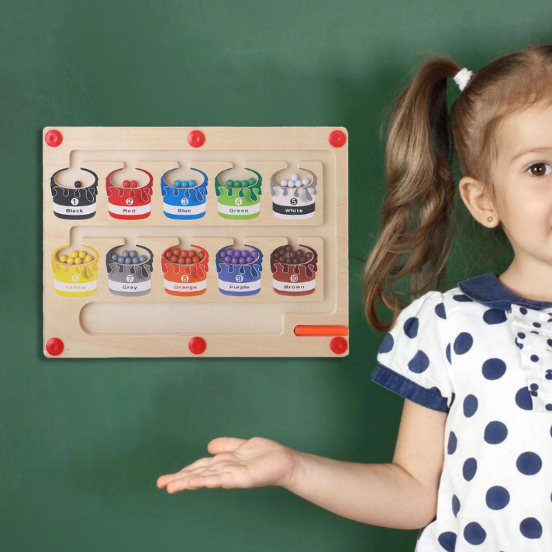 Kids Montessori magnetic color maze board, preschool learning toy for fine motor & cognitive development