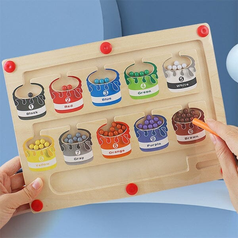 Educational magnetic color maze toy for kids, aiding color sorting and montessori cognitive development